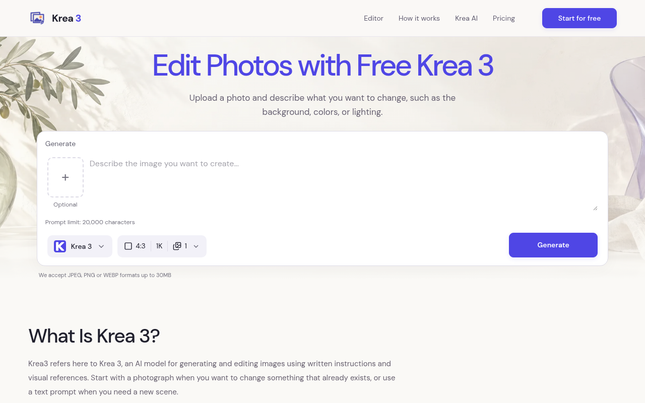 Krea 3 – Edit Photos and Generate Images with Text截图