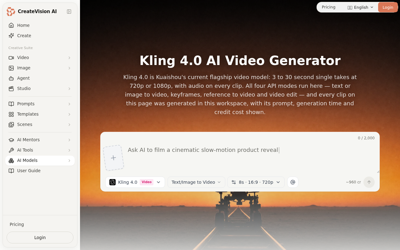 Kling 4.0 Online by CreateVision AI截图