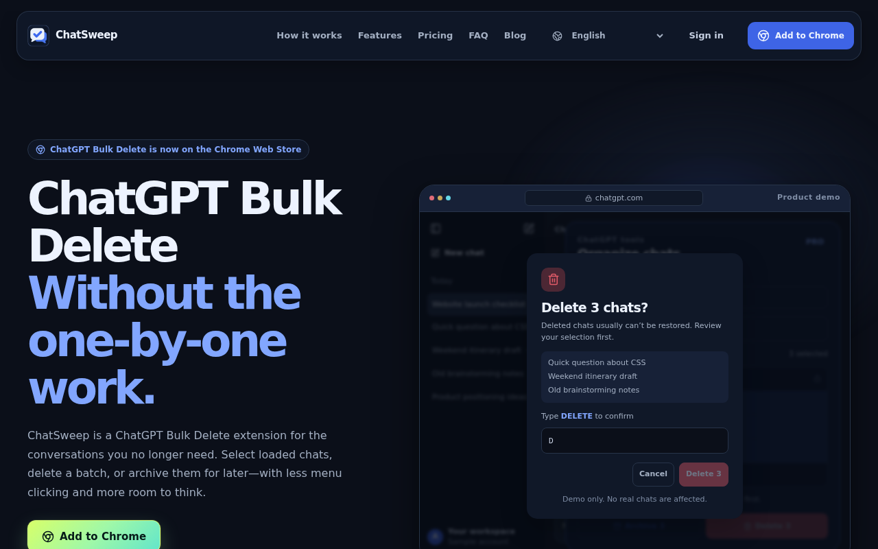 ChatGPT Bulk Delete截图