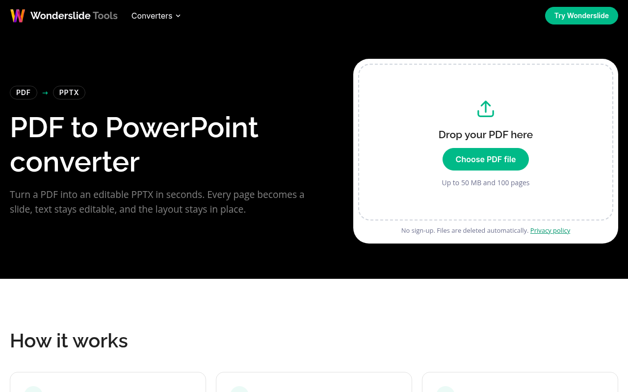 Free PDF to PPTX Converter by Wonderslide截图