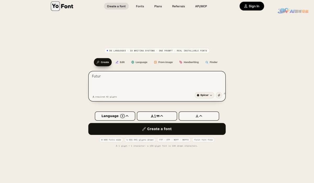 YoFont - AI字体生成器与字体查找器截图