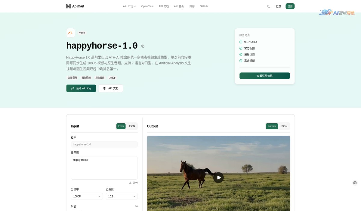 Happyhorse-1.0 API截图