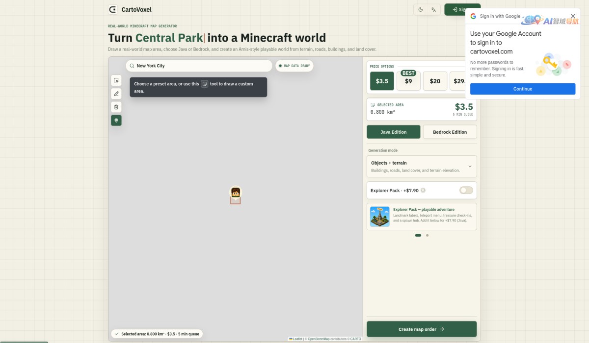 CartoVoxel - Real-World Minecraft Map Generator截图