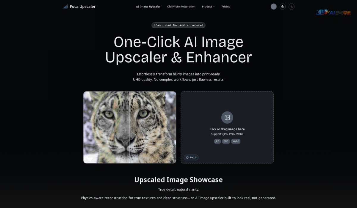 Foca Upscaler - One-Click Physics-Aware AI Image Enhancer截图