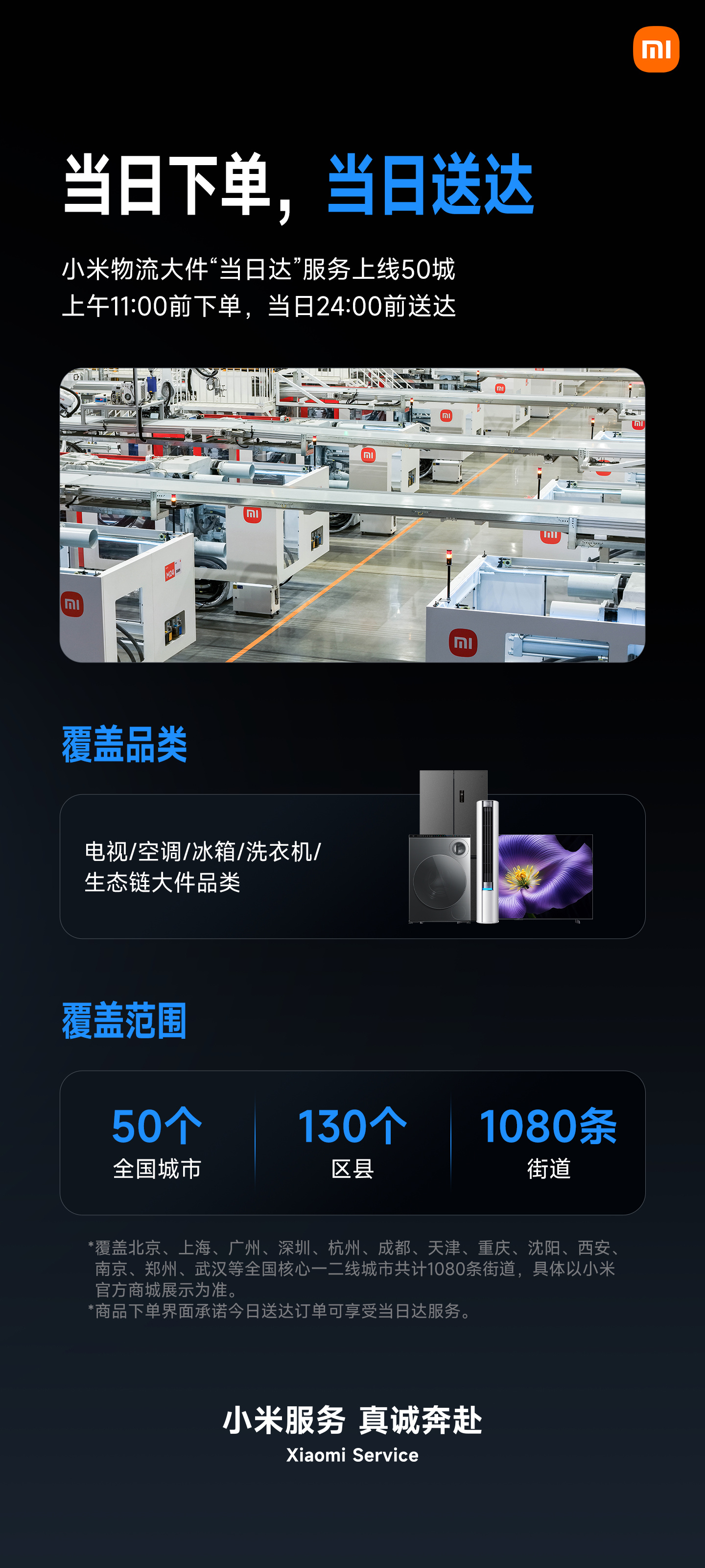 小米物流大件“当日达”服务上线 50 城
