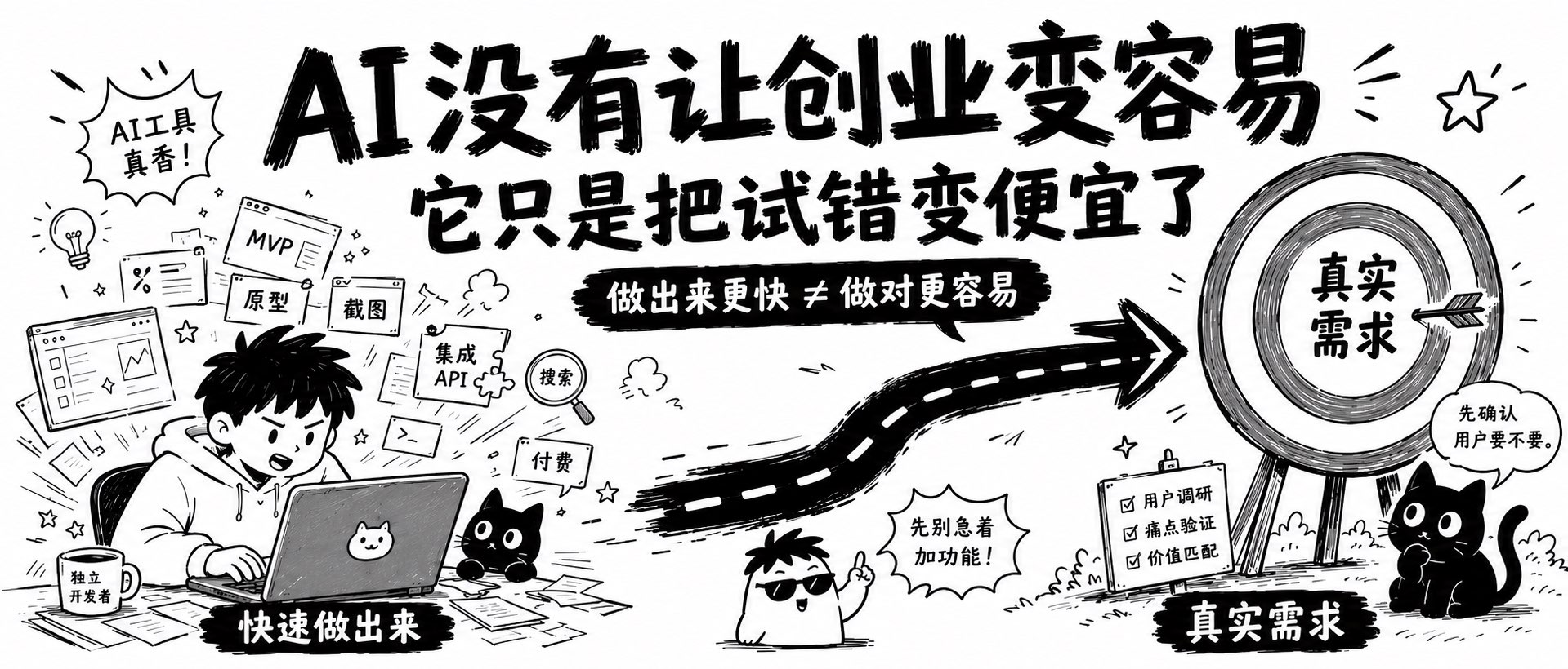 AI没有让创业变容易,它只是把试错变便宜了